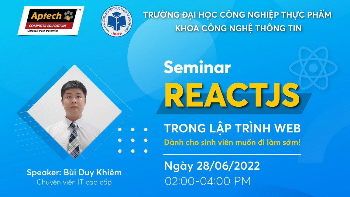 THÔNG BÁO ĐĂNG KÝ THAM DỰ WORKSHOP “ REACTJS TRONG LẬP TRÌNH WEB “